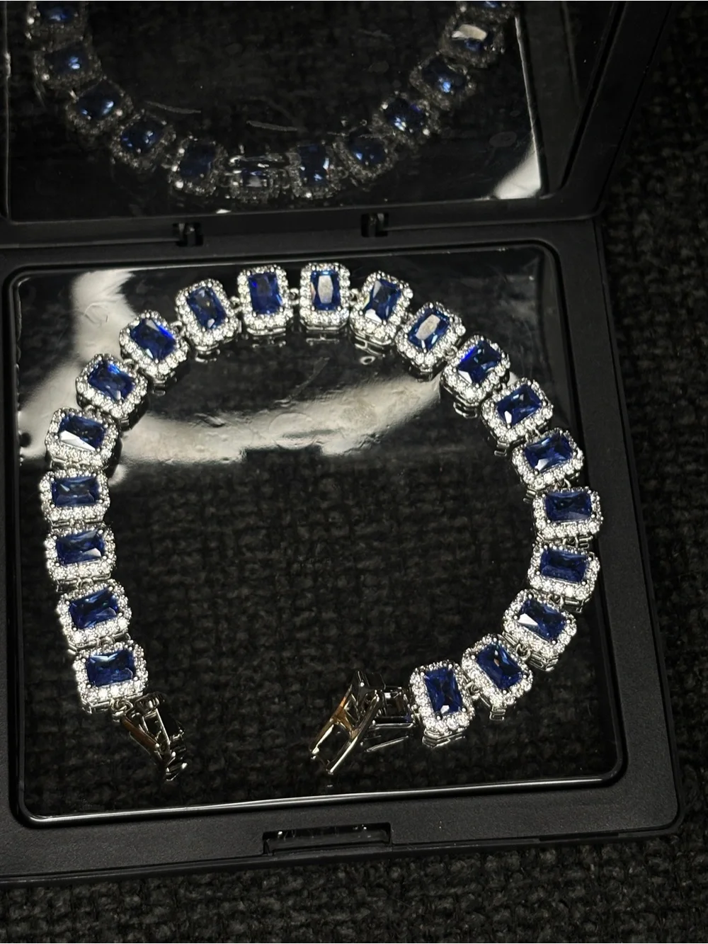 Blue Crystal Tennis Necklace - Designer Style Women's Jewelry